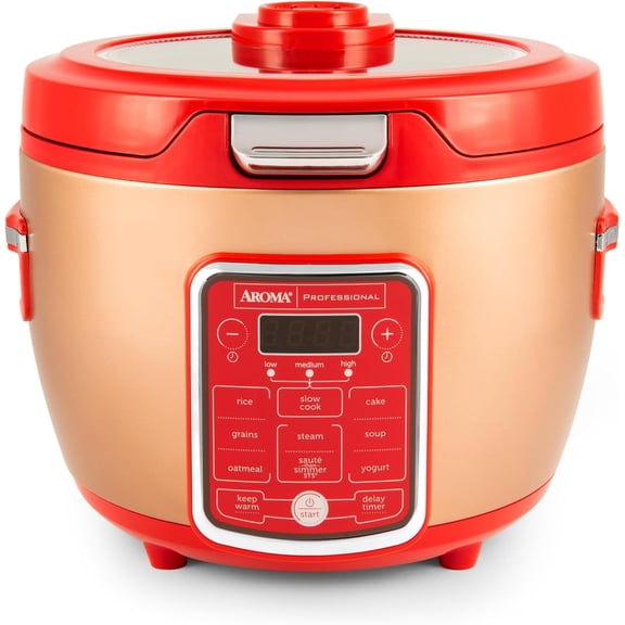 Cool Touch Rice Cooker with Glass Lid, Food Steamer, Slow Cooker, Multicooker 11 Preset Functions, Steam Tray, Measuring Cup, Spatula, 20 Cups (Cooked)