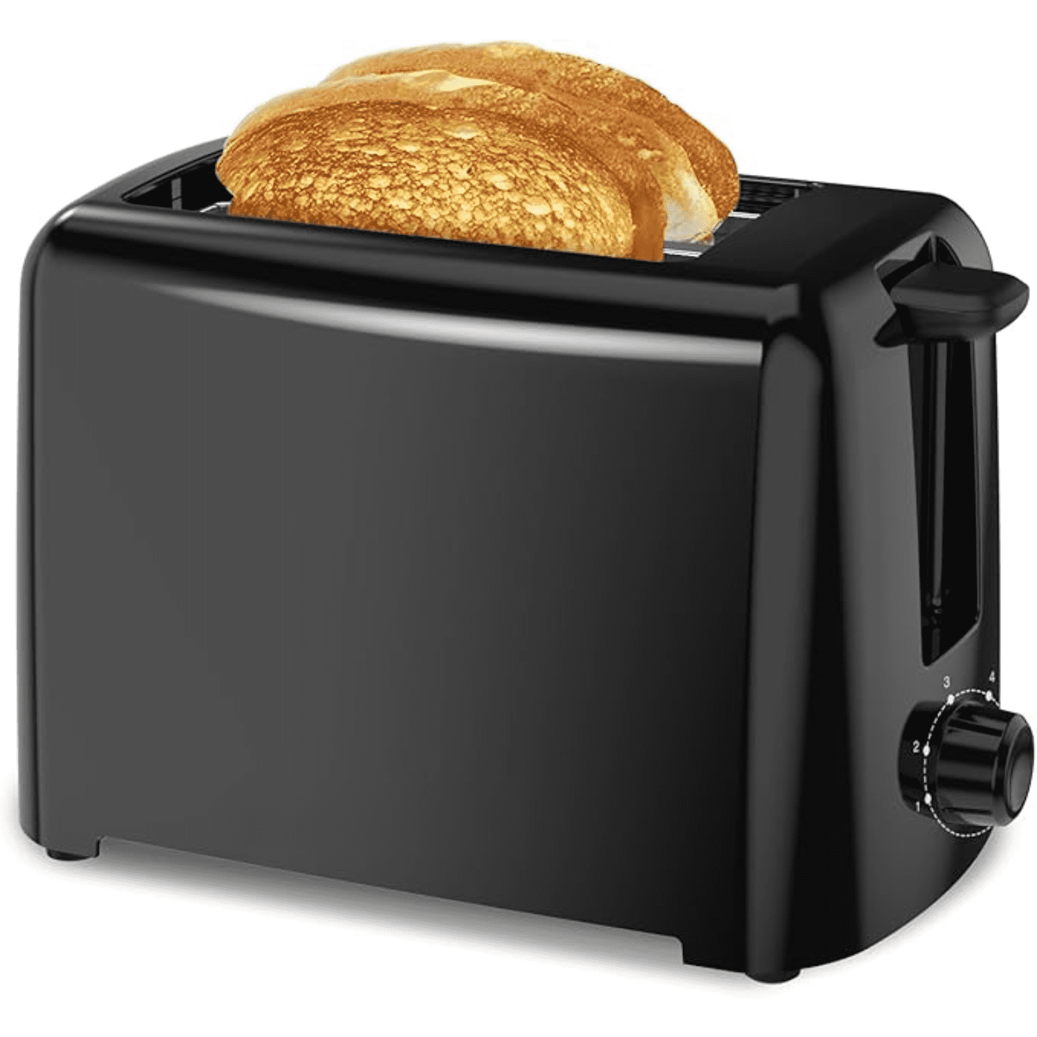 Compact Cool Touch Toaster, 6 Customizable Browning Levels, 1.25" Wide Slots for Bagels, Waffles, Pastries, Snacks, 2 Slices, Black