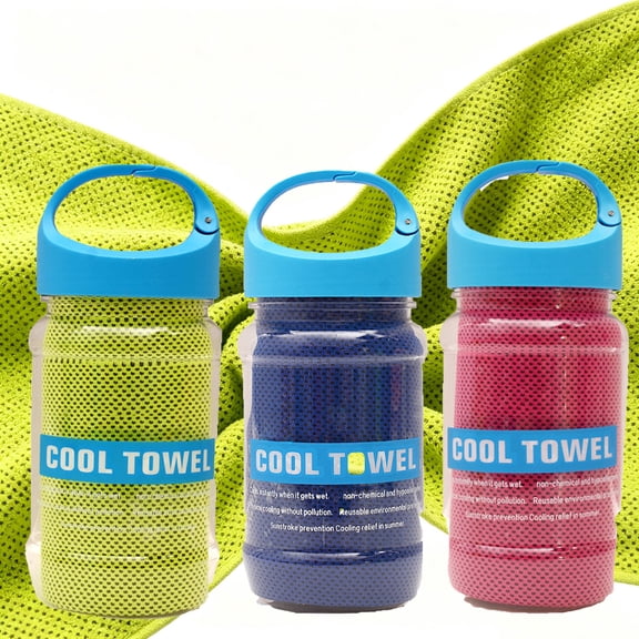 Cool Towel Super Cooling Towel, 40×12 Inch Reusable Ice Neck Towel, Quick Dry Breathable Cooling Towels For Hot Weather, Portable Chilly Towel with Storage Bottle for Sports