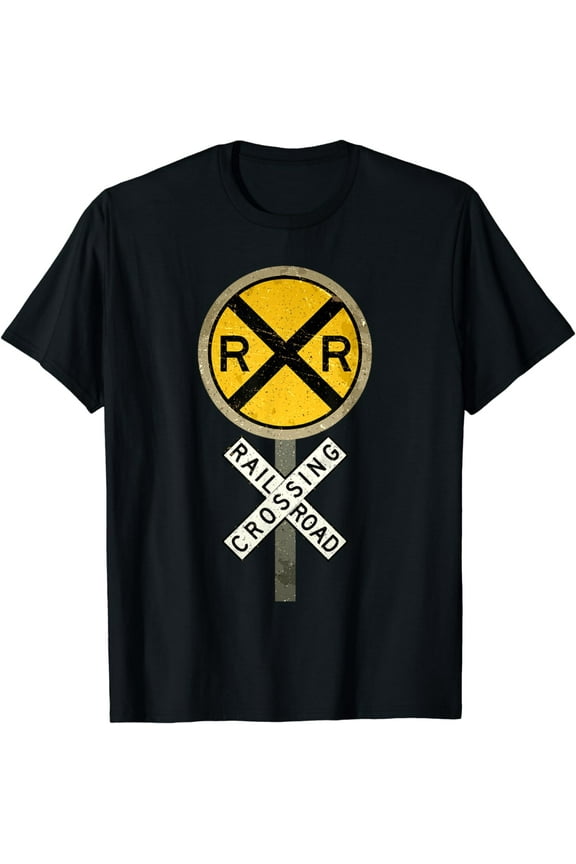 Cool Train Art For Men Women Railroad Crossing Model Train T-Shirt
