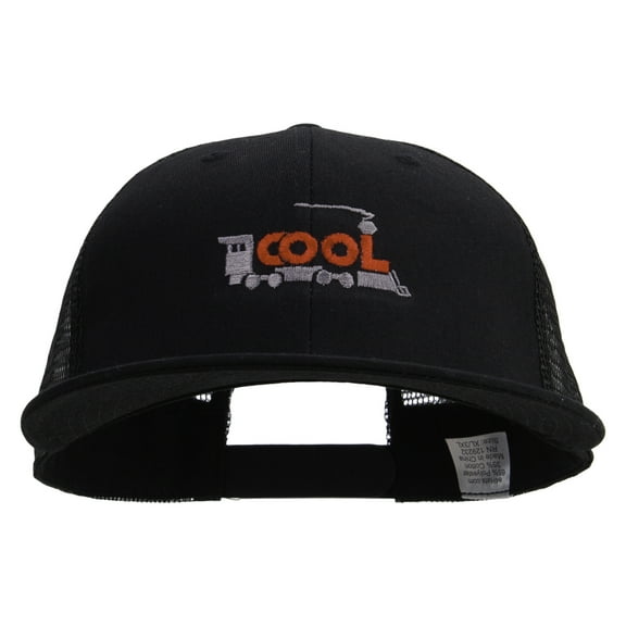 Cool Train Embroidered Big Size Premium Flat Bill Trucker Cap - Black XL-3XL