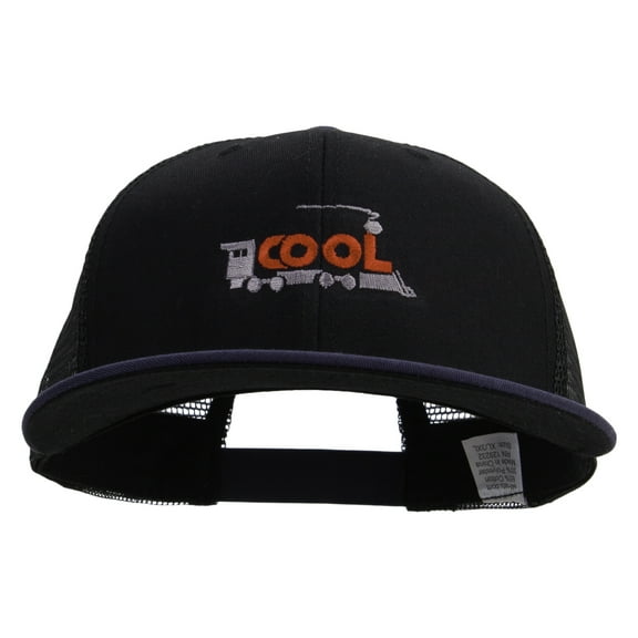 Cool Train Embroidered Big Size Premium Flat Bill Trucker Cap - Navy Black XL-3XL
