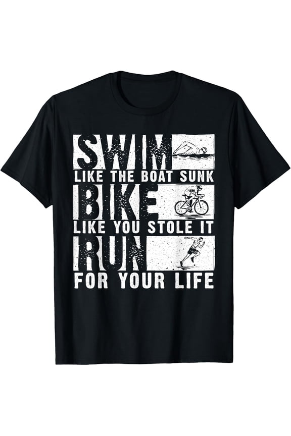 Cool Triathlon For Men Women Boat Swim Bike Run Triathlete T-Shirt