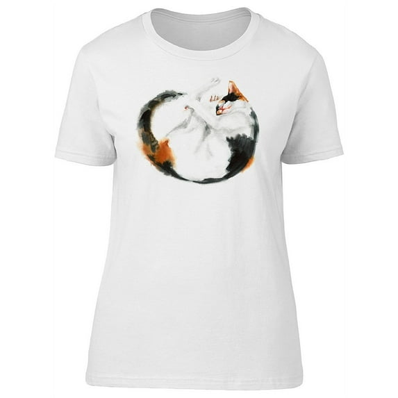 Cool Tricolor Kitten Sketch T-Shirt Women -Image by Shutterstock, Female x-Large