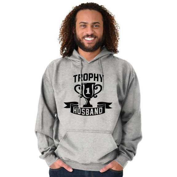 Cool Trophy Husband Number 1 Hubby Hoodie Hooded Sweatshirt Men Brisco Brands S