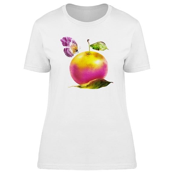 Cool Tropical Citrus & Butterfly T-Shirt Women -Image by Shutterstock, Female Medium