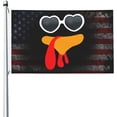 thumbnail image 1 of Cool Turkey Face With Sunglasses Funny Thanksgiving Turkey 3x5 Double Sided Flag Fade Resistant Banner Polyester Flag with 2 Brass Grommets For Indoor Outdoor13, 1 of 8