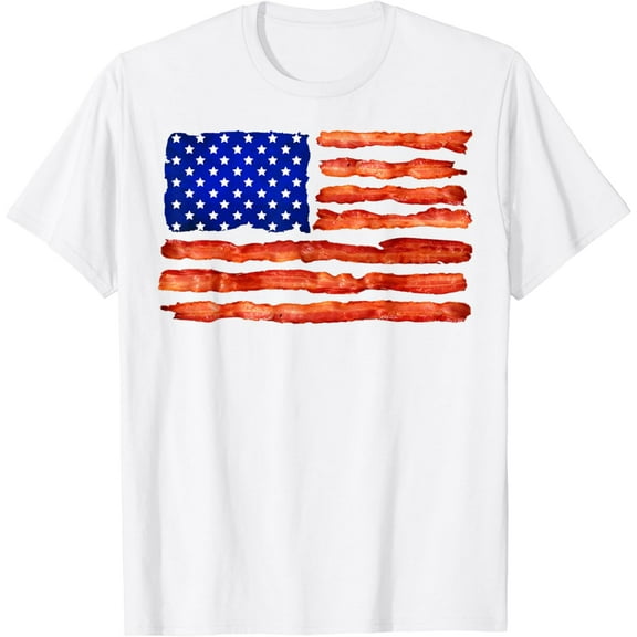 Cool USA Bacon Flag | Funny Foodie Patriot Meat Eater Gift T-Shirt100% cotton