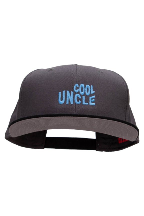 Cool Uncle Embroidered Two Tone Superior Cotton Twill Flat Bill Snapback Cap - Black Grey OSFM