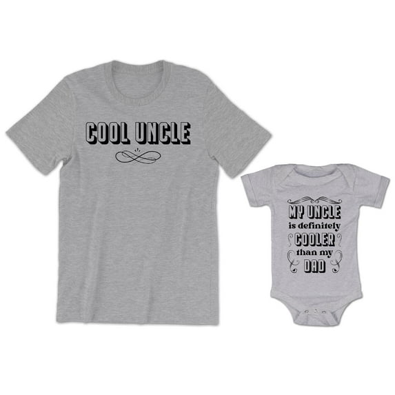 Cool Uncle Men's T-Shirt Funny Graphic Tee My Uncle is Definitely Cooler Than My Dad Baby Bodysuit Kids Toddler Shirt