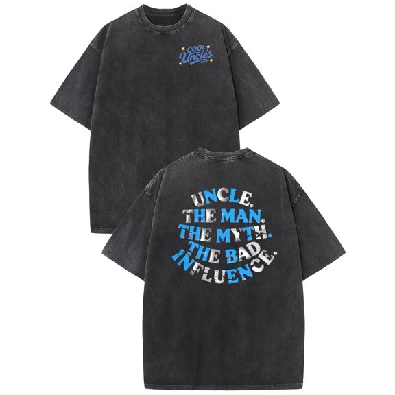 Cool Uncles Club Graphic Tee Shirt Washed Vintage Funny Tops Round Neck Short Sleeve Black S-2XL Plus Size