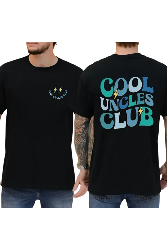 Cool Uncles Club T-Shirt – Retro Graphic Tee for Men, Funny Gift for New Uncles, Front and Back Design