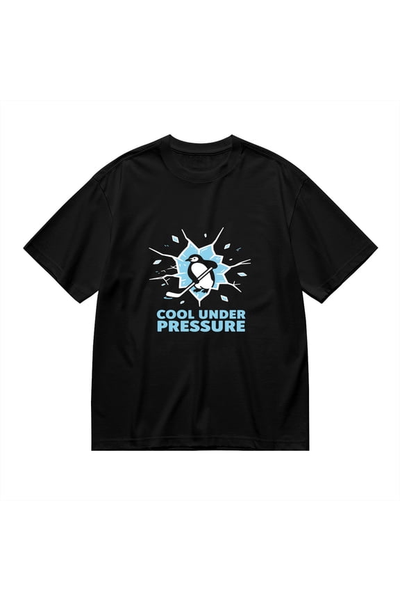 Cool Under Pressure, Penguin Hockey Print 2, Vintage T Shirt, Cotton T-Shirt for Men, 23611257,S