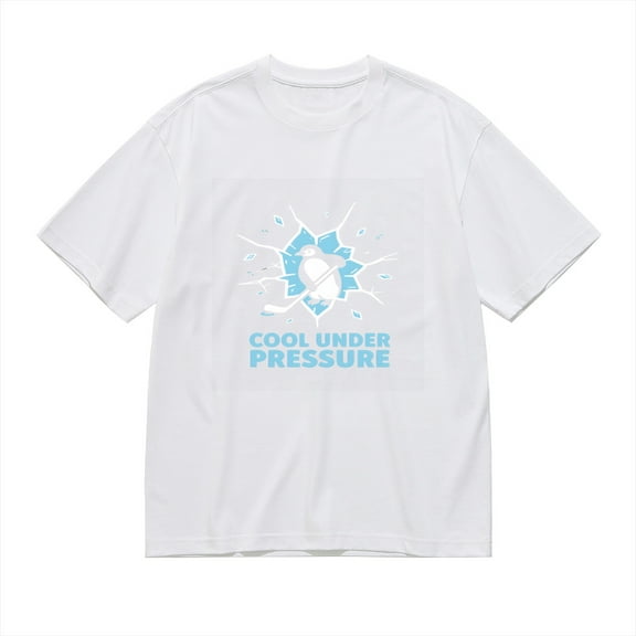 Cool Under Pressure, Penguin Hockey Print 2, Vintage T Shirt, Cotton T-Shirt for Men, 23611257,S
