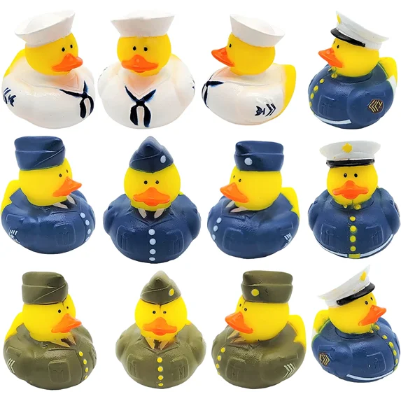 Cool Uniform Armed Forces Rubber Ducks (2") Standard Size. (12 Pack)