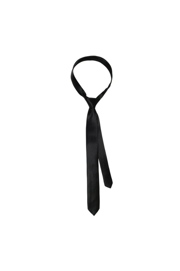 Cool Uniform Tie Women Satined Skinny Scarf Long Necktie Skinny Tie Satined Tie Solid Color Plain Solid Tie Formal Black Ties