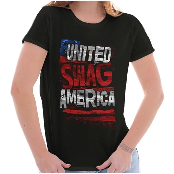 Cool United Swag America USA Flag Womens Slim Fit Graphic Tee Brisco Brands S