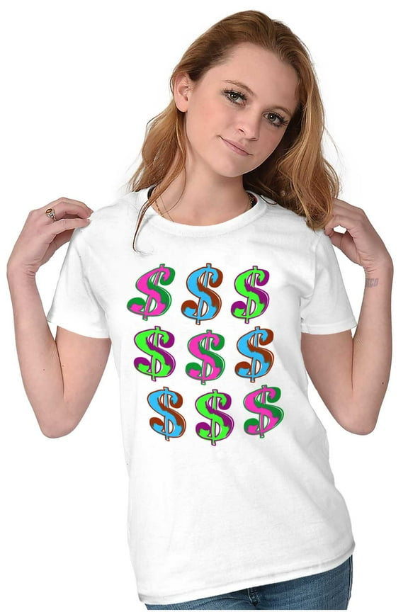 Cool Urban Cash Money Dollar Sign Womens Slim Fit Graphic Tee Brisco Brands L