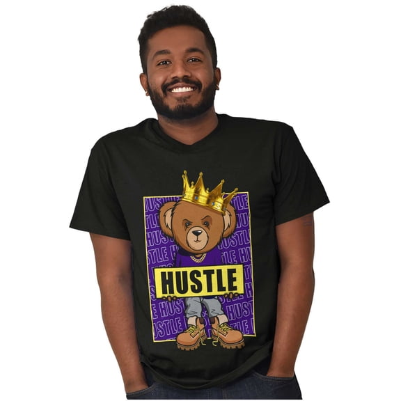 Cool Urban Hustle King Teddy Bear Plus Size Crewneck Graphic Tee Shirt Brisco Brands 3X