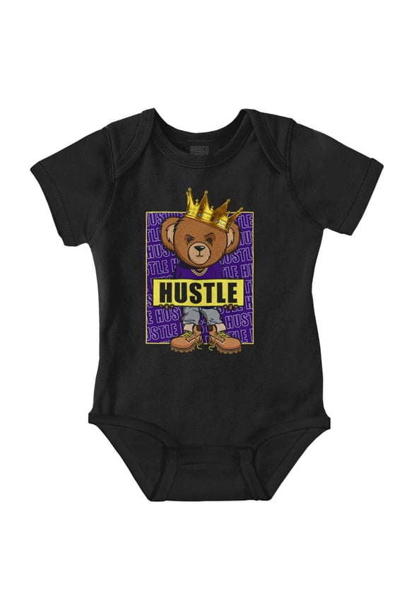 Cool Urban Hustle King Teddy Bear Romper Boys or Girls Infant Baby Brisco Brands 24M
