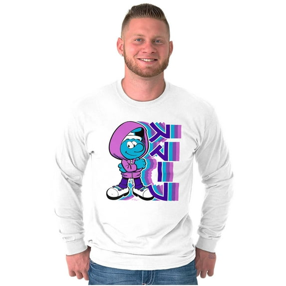 Cool Urban Kanji Smurf Cartoon Long Sleeve TShirt Men Women Brisco Brands S