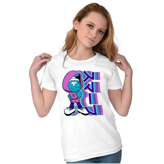 Cool Urban Kanji Smurf Cartoon Women's T Shirt Ladies Tee Brisco Brands S