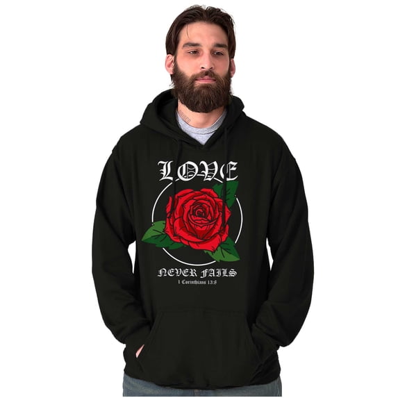 Cool Urban Love Never Fails Roses Hoodie Sweatshirt Women Men Brisco Brands S