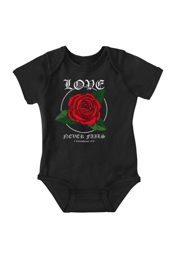 Cool Urban Love Never Fails Roses Romper Boys or Girls Infant Baby Brisco Brands NB