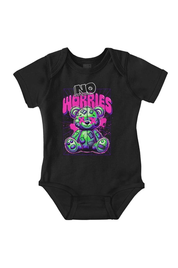 Cool Urban No Worries Teddy Bear Romper Boys or Girls Infant Baby Brisco Brands NB