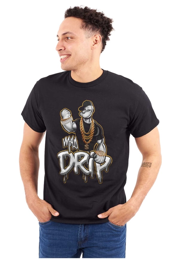 Cool Urban Popeye Bling Mad Drip Men's Graphic T Shirt Tees Brisco Brands S