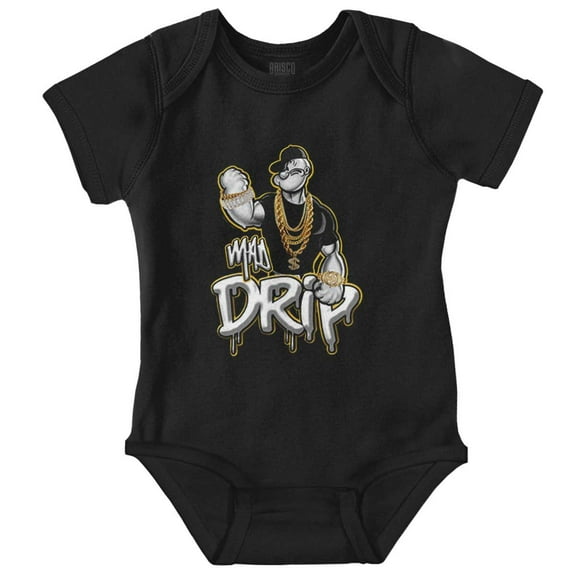 Cool Urban Popeye Bling Mad Drip Romper Boys or Girls Infant Baby Brisco Brands NB