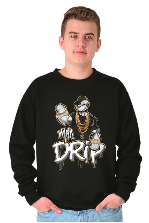 Cool Urban Popeye Bling Mad Drip Sweatshirt for Men or Women Brisco Brands M