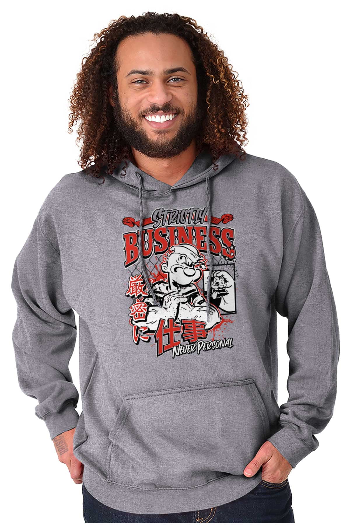 Cool Urban Popeye Strictly Business Hoodie Hooded Sweatshirt Men Brisco Brands L