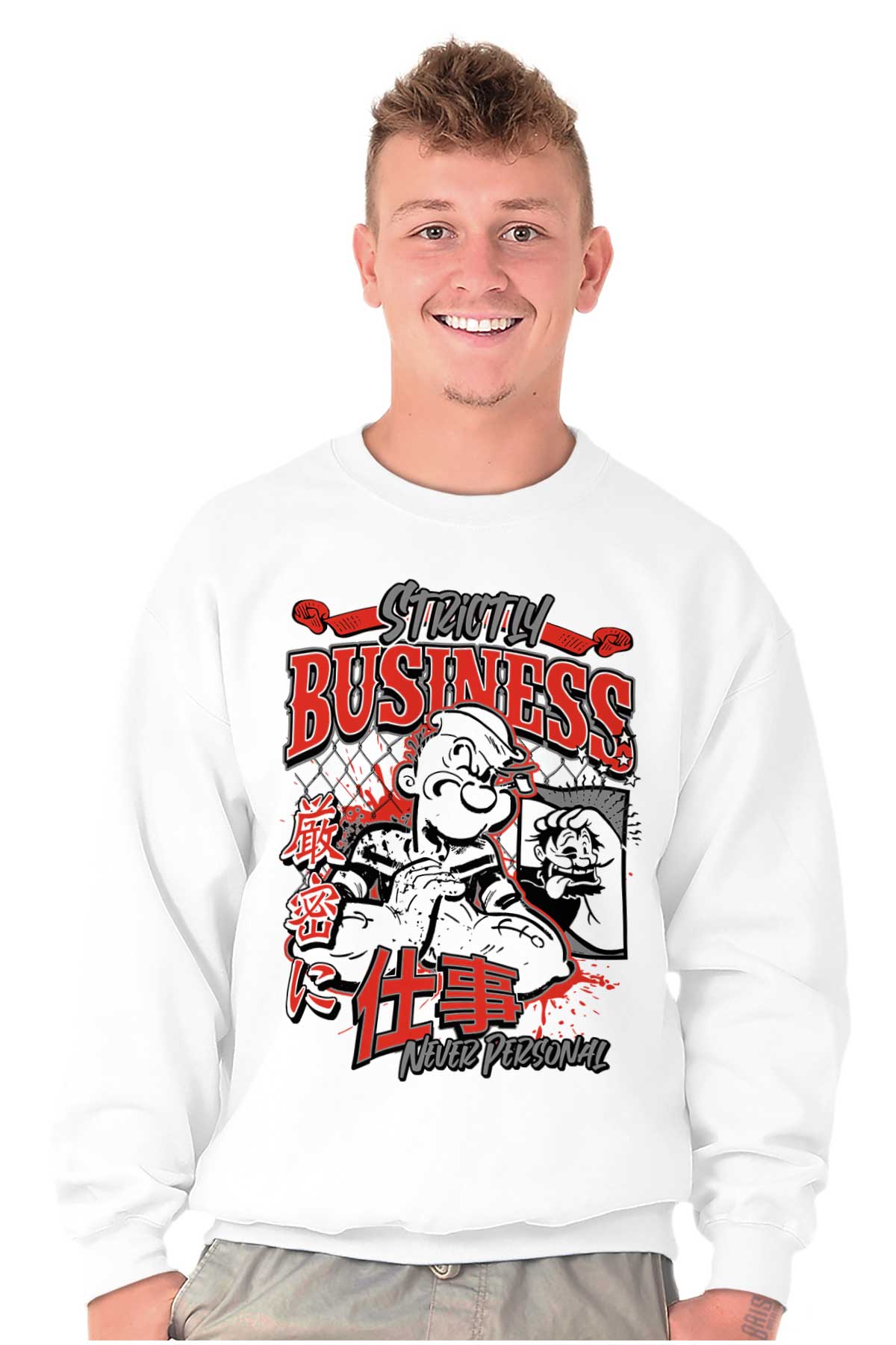 Cool Urban Popeye Strictly Business Men's Crewneck Sweatshirt Brisco