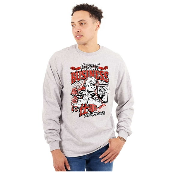 Cool Urban Popeye Strictly Business Men's Long Sleeve Tee T Shirt Brisco Brands M