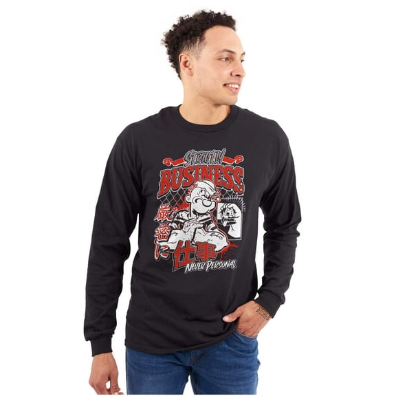 Cool Urban Popeye Strictly Business Men's Long Sleeve Tee T Shirt Brisco Brands S