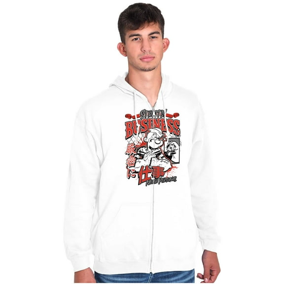 Cool Urban Popeye Strictly Business Zip Hoodie Sweatshirt Men Brisco Brands X