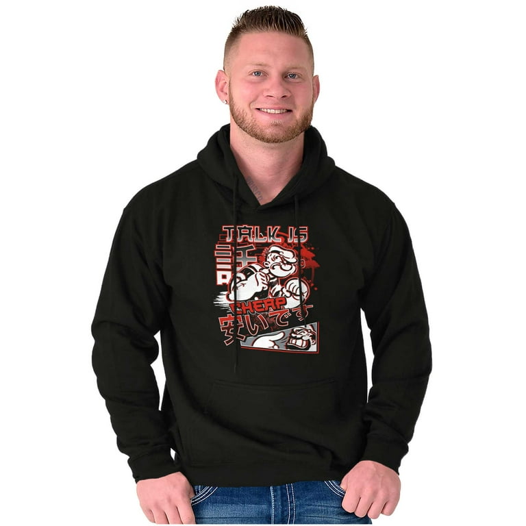 Cool Urban Popeye Talk is Cheap Hoodie Hooded Sweatshirt Men Brisco Brands 3X Walmart