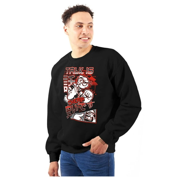 Cool Urban Popeye Talk is Cheap Men's Crewneck Sweatshirt Brisco Brands M