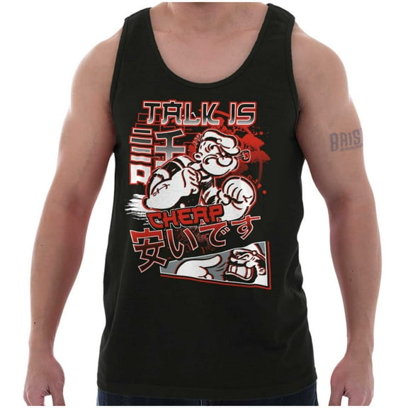 Cool Urban Popeye Talk is Cheap Tank Top Sleeveless Tee Men Brisco Brands S