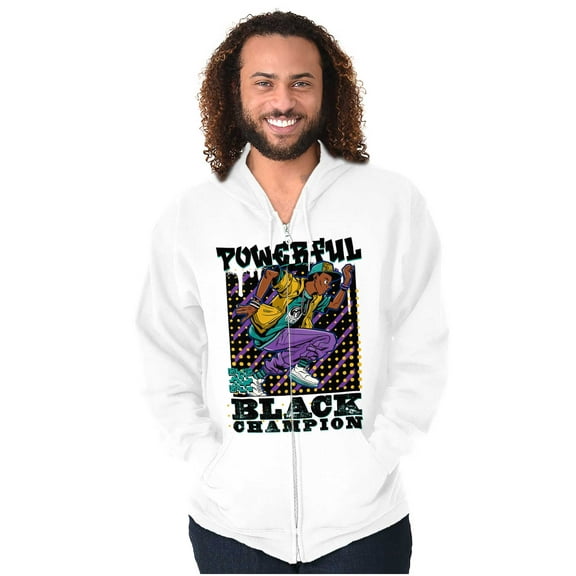 Cool Urban Powerful Black Champion Men's Big & Tall Graphic Zip Up Hoodie Brisco Brands 5X