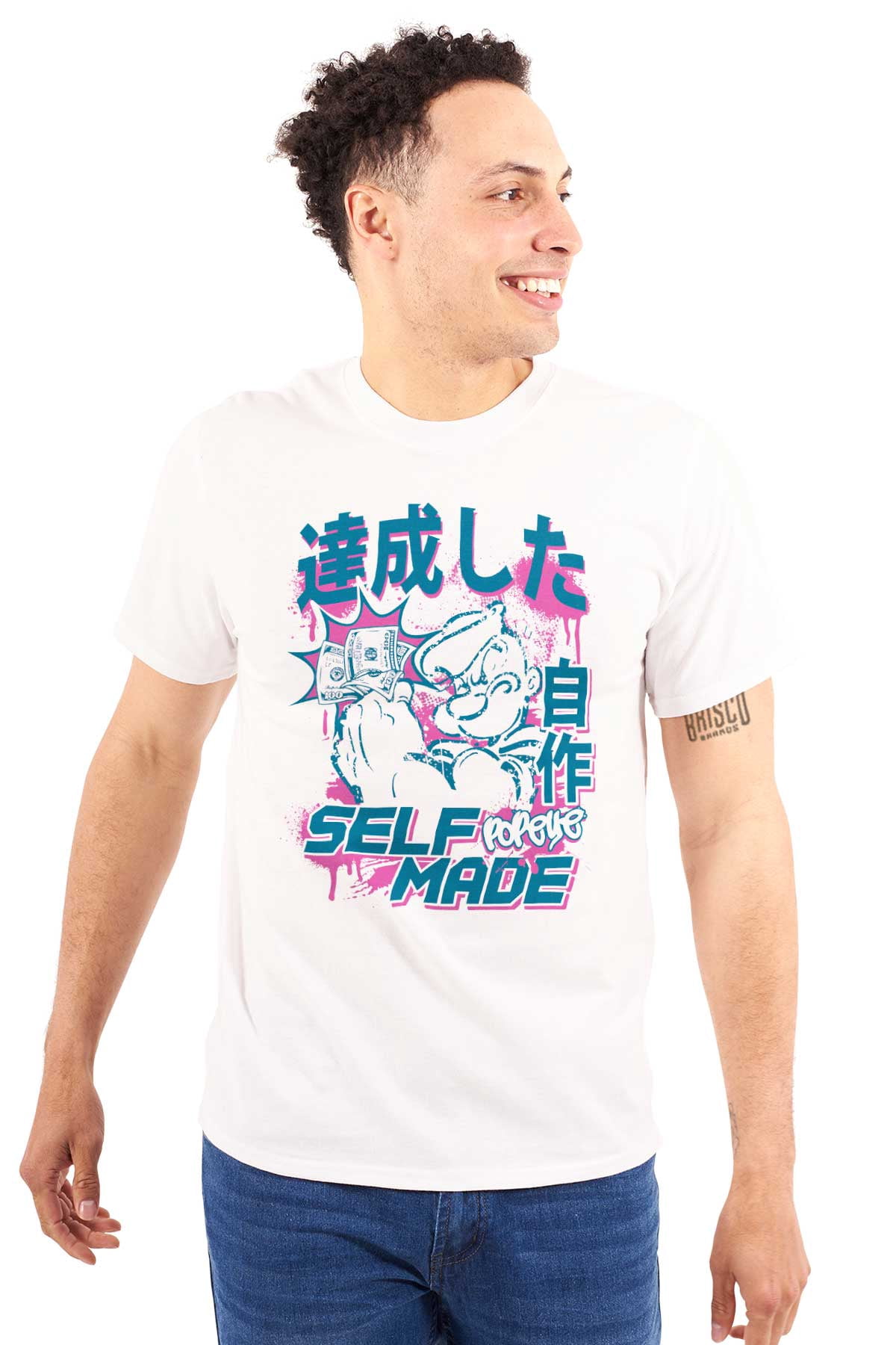 Urban Riche Cool Urban Rich Popeye Self Made Men's Big & Tall Crewneck Graphic Tee ...