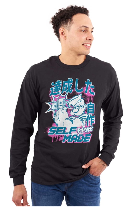 Cool Urban Rich Popeye Self Made Men Big & Tall Long Sleeve Tee Brisco Brands 2X