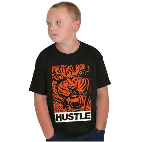 Cool Urban Streetwear Hustle Tiger Crewneck T Shirts Boy Girl Teen Brisco Brands S