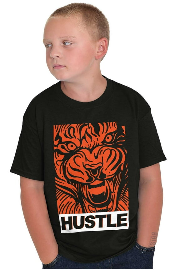 Cool Urban Streetwear Hustle Tiger Crewneck T Shirts Boy Girl Teen Brisco Brands X