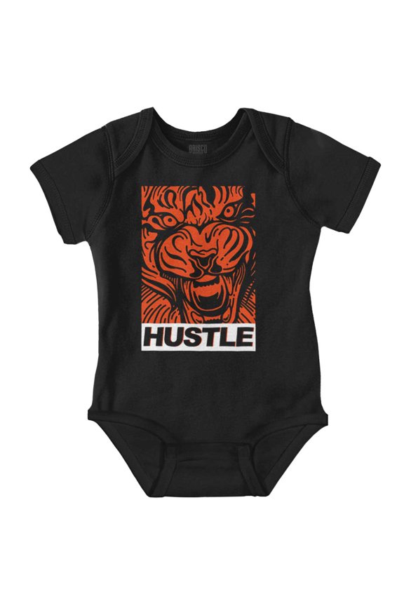 Cool Urban Streetwear Hustle Tiger Romper Boys or Girls Infant Baby Brisco Brands NB