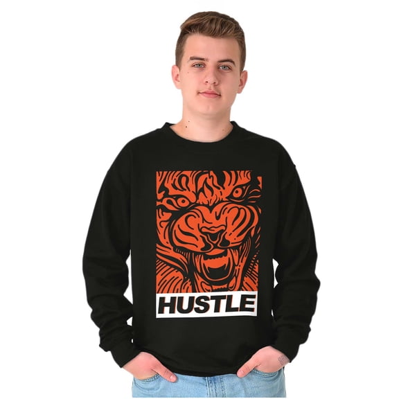 Cool Urban Streetwear Hustle Tiger Sweatshirt for Men or Women Brisco Brands L