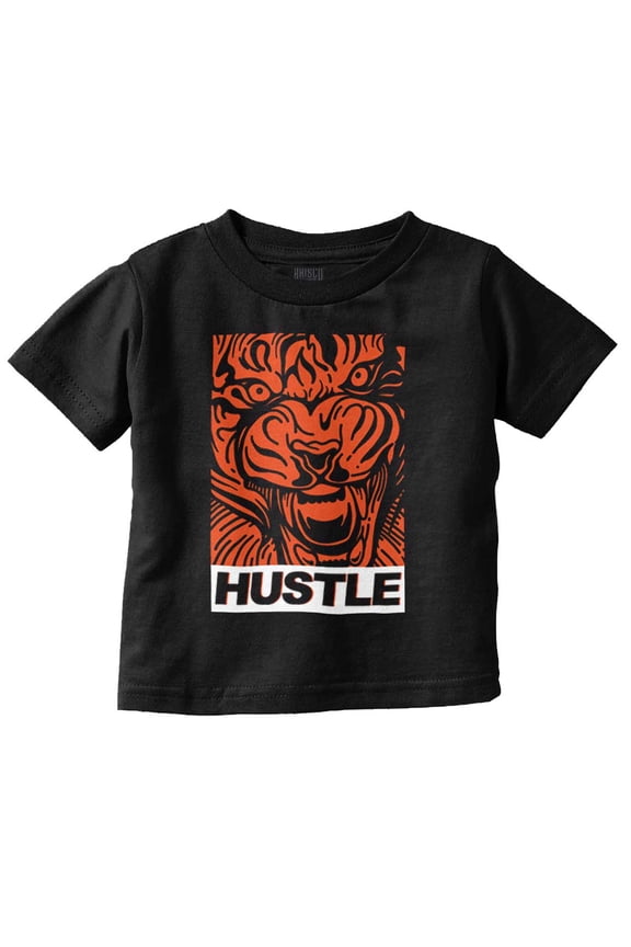 Cool Urban Streetwear Hustle Tiger Toddler Boy Girl T Shirt Infant Toddler Brisco Brands 24M