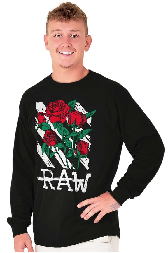 Cool Urban Streetwear Raw Roses Plus Size Long Sleeve Graphic Tee Shirt Brisco Brands 3X