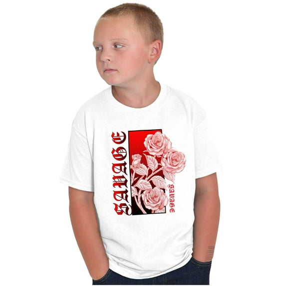 Cool Urban Streetwear Savage Roses Crewneck T Shirts Boy Girl Teen Brisco Brands S